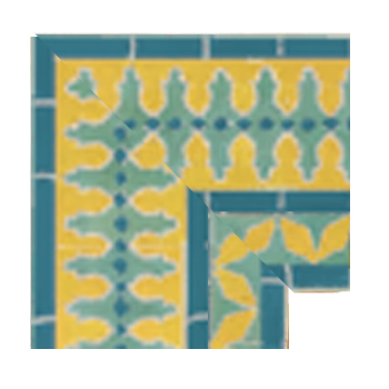 Mosaic House Moroccan tile Ank Diamond Corner 18-12-23 Light Green,   Yellow,   Turquoise,    solid cement, encaustic, field, pattern, traditional, stars, classic 